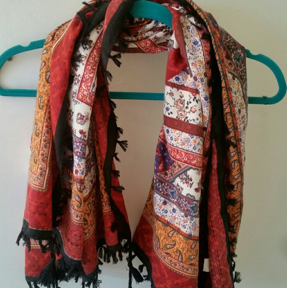 Multi colored scarf/ wrap with tassels